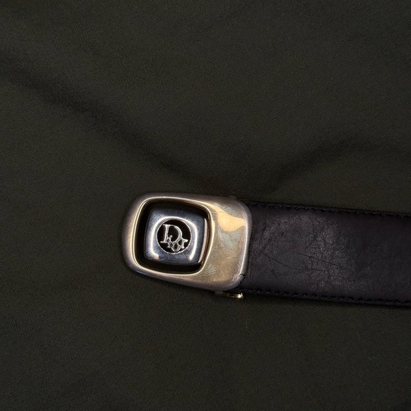 Dior Leather Belt with Silver Dior Logo Buckle